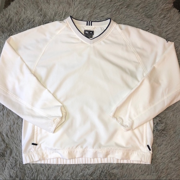 Adidas Men’s ClimaProof Pullover V Neck Golf Shirt White Large - Picture 3 of 8